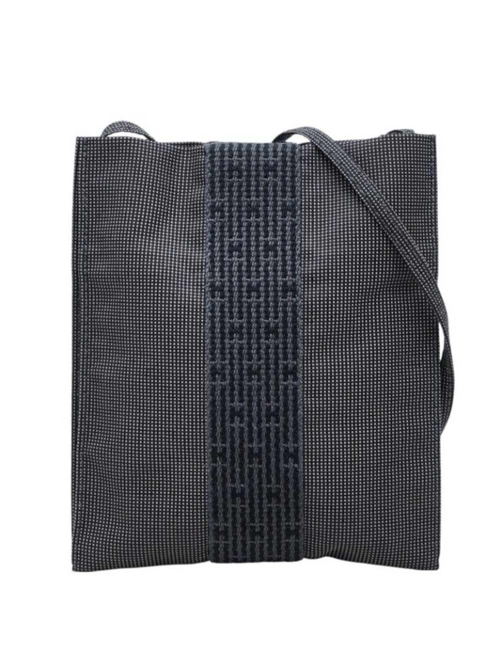 Hermes Herline Pochette Crossbody Shoulder Bag Gray Black Canvas
